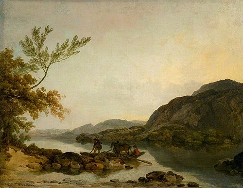 A River Scene with a Ferry, 1786, Philippe-Jacques de Loutherbou