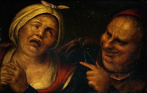 A Fat Man Pointing to a Woman with Her Hands Clasped, , Pieter Huys
