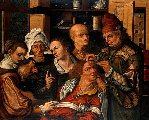 A surgeon extracting the stone of folly., , Pieter Huys