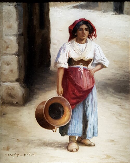 A young girl with a water vessel in Italy, 2000, Niels Frederik Schiøttz-Jensen