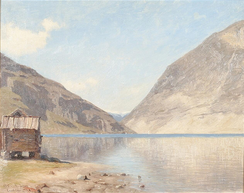 Lærdalsøren in Sognefjord, Norway., 1900, Niels Frederik Schiøttz-Jensen