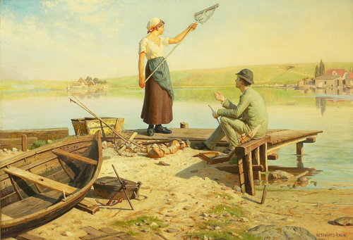 At the ferry point., 1883, Niels Frederik Schiøttz-Jensen