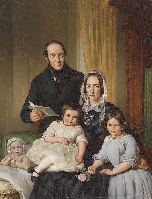 Familieportret van apotheker Kipp, 1850, Adrianus Johannes Ehnle