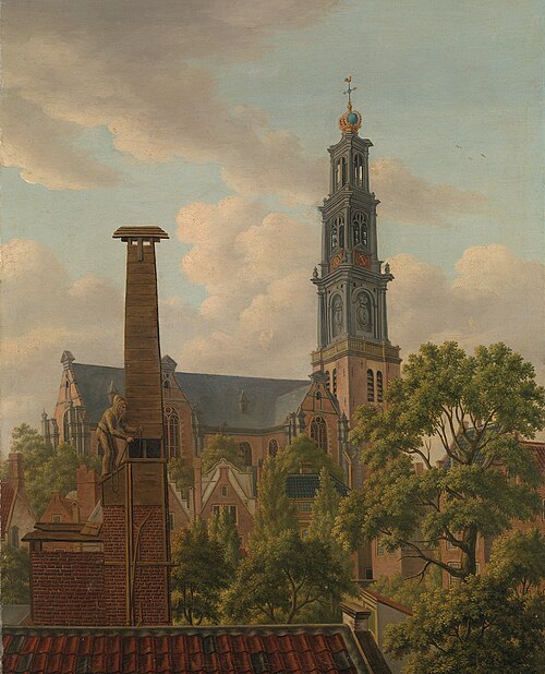 Gezicht op de Westerkerk, 1828, Adrianus Gerardus van Schoone