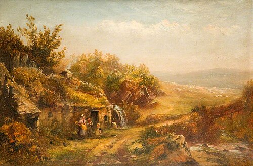 Cottage and Mill Wheel, , William Henry Vernon