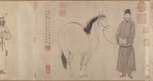 Palefreniers et Chevaux, 1327, Zhao Mengfu