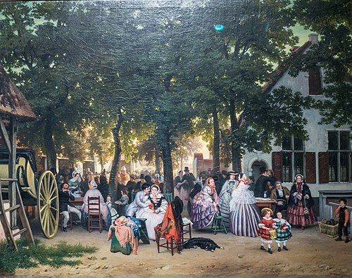 Environs of Antwerp, Sunday Afternoon, 1860, Florent Nicolas Crabeels