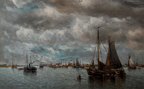 Sailing boats in the estuary of the River Scheldt, , François Musin