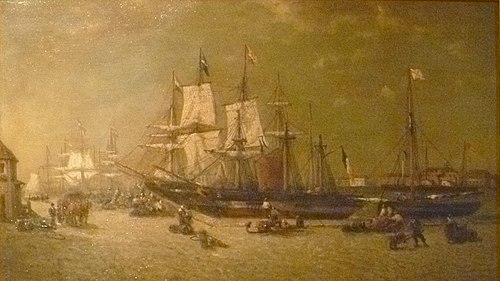 Port sight of Oostende, 1880, François Musin