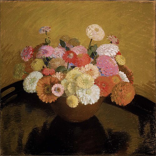 Bowl of Zinnias, 1921, Laura Coombs Hills