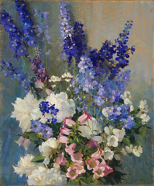 Larkspur, Peonies, and Canterbury Bells, 1926, Laura Coombs Hills