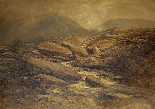 A River Scene with Rocks in the Foreground and Hills Beyond, 1905, Francis Abel William Taylor Armstrong