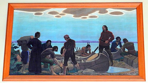 Departure of René-Robert Cavelier de La Salle for the expedition leading to the discovery of the Mis, , Edwin Holgate