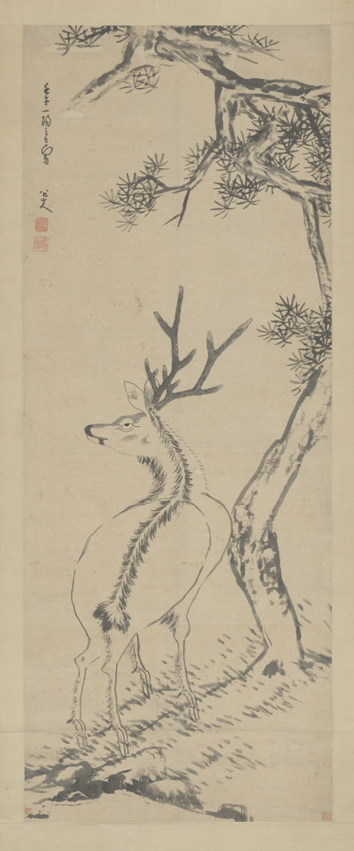 朱耷松鹿轴, , Zhu Da