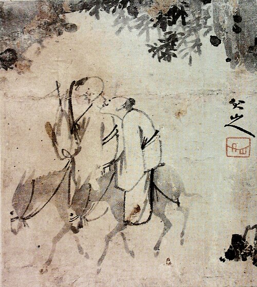 Travellers on donkeys., 1650, Bada Shanren