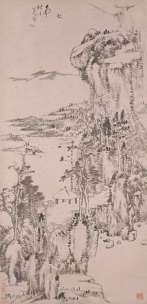 清  朱耷  秋林亭子图轴, 1699, Zhu Da