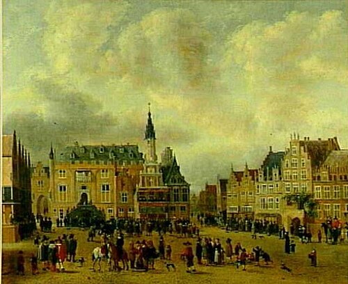 Announcement of the Peace of Münster at the Grote Markt in Haarlem, 1660, Gillis Rombouts