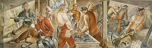 Mining (mural study, Mount Hope, West Virginia Post Office), 1938, Michael Lenson