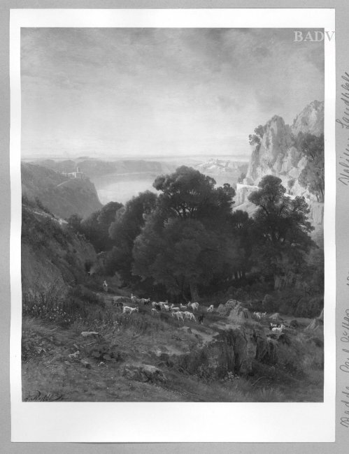 italian landscape with lake, 1880, Karl Gustav Rodde