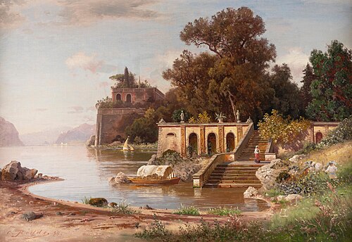 Italian villa at a lake, 1894, Karl Gustav Rodde