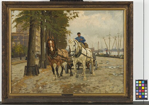 Paarden voor sleperswagen, 1923, Gijsbertus Johannes Van Overbeek