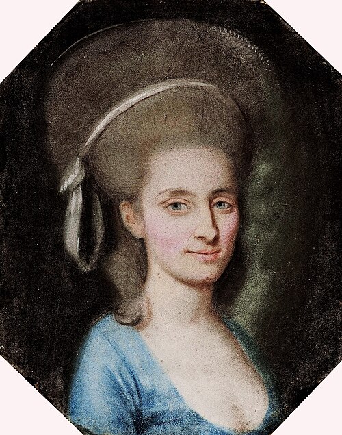 Portrait of a lady in a blue dress., 1780, Paul Joseph Bardou