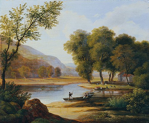 Kahnfahrer in Landschaft, 1819, Friedrich Philipp Reinhold