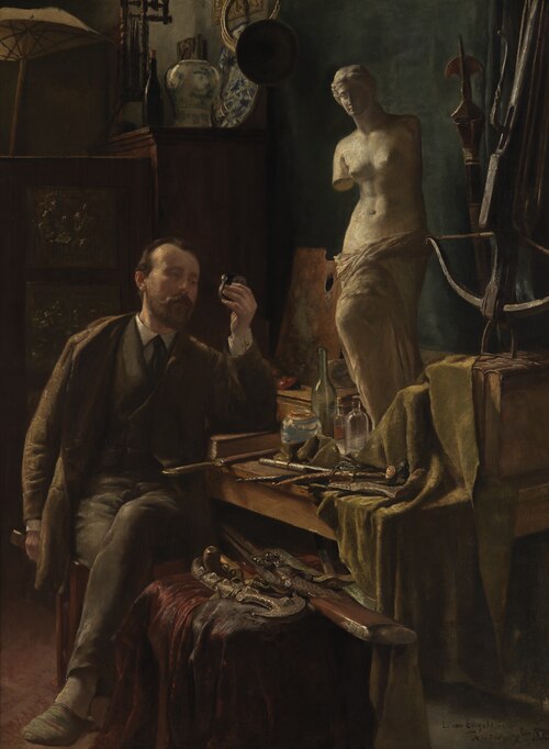 Self Portrait in Studio, 1885, Louis van Engelen