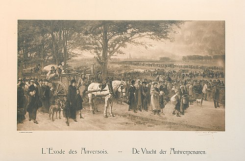De Vlucht der Antwerpenaren, 1915, Louis van Engelen