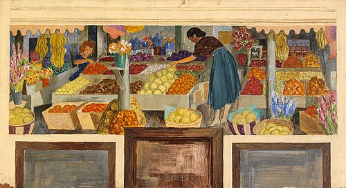 Harvest of the Rio Grande Valley (mural study, Edinburgh, Texas Post Office), 1938, Ward Lockwood