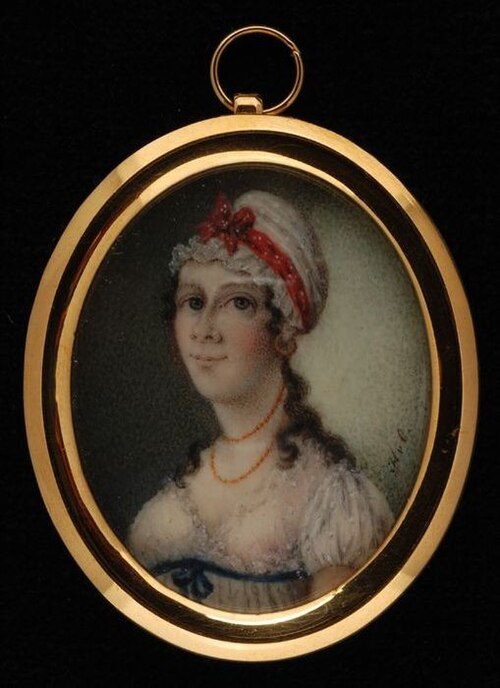 Portretminiatuur van een vrouw, , Hendrik van Overklift
