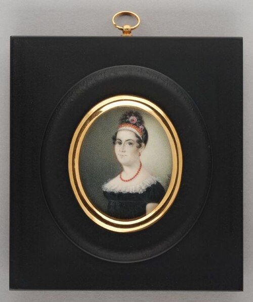 Portretminiatuur van een vrouw, , Hendrik van Overklift