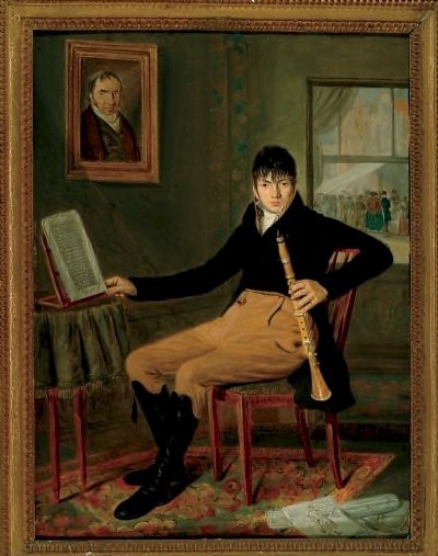 Portret van een klarinetspeler (waarschijnlijk Philippe Christiani), 1813, Johannes Reekers