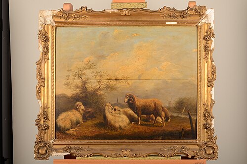 Landschap met schapen en kromhoornige ram, 1837, Pieter Plas