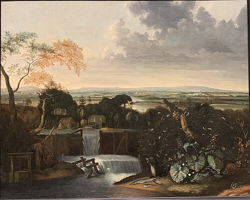 Landscape with watermill, 1665, Matthias Withoos