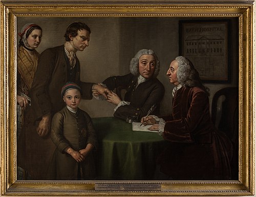 Dr Oliver and Mr Peirce examining patients with paralysis, rheumatism and leprosy, 1761, William Hoare