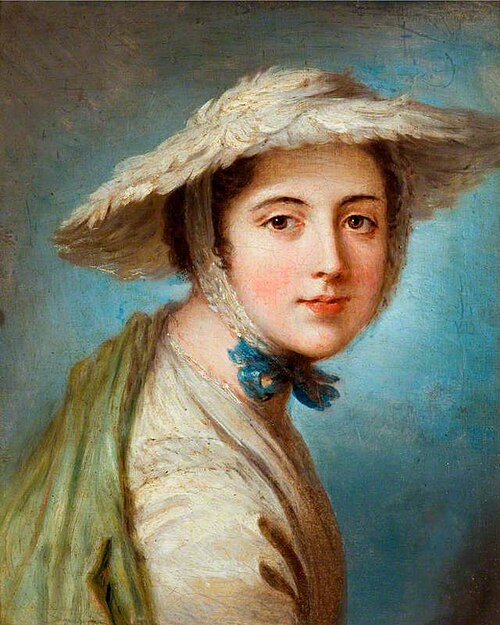 Head of a Girl Wearing a White Hat, , William Hoare