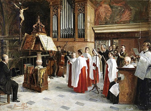 En el coro, 1890, Vicente Borrás Abella