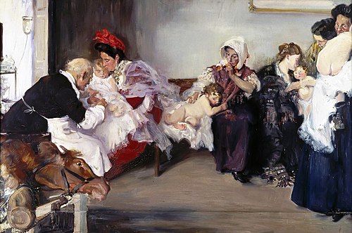 Vacunación de niños, 1900, Vicente Borrás Abella