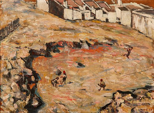 The Cricket Match (Malay Quarter), 1924, Harry Stratford Caldecott