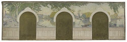 Esquisse pour la mairie d'Asnières : La Seine au pont de Clichy., 1900, Henry Bouvet