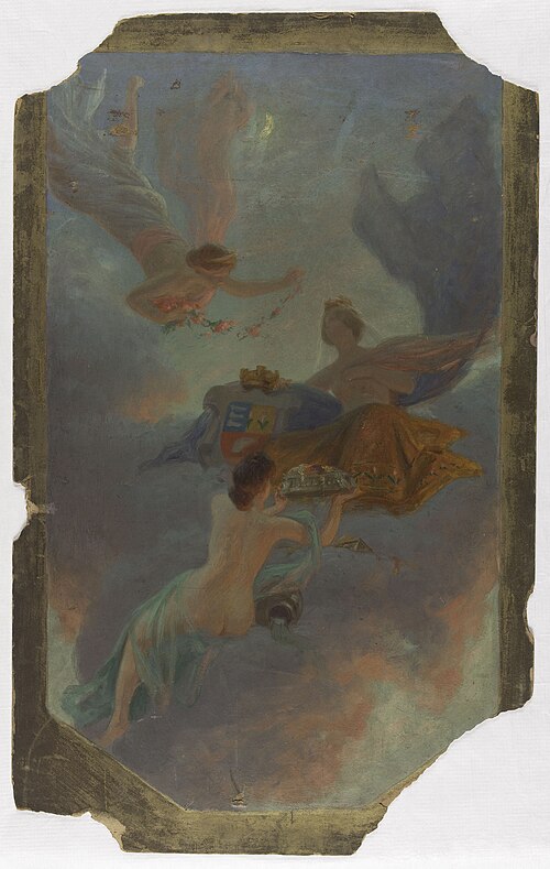 Esquisse pour la mairie d'Asnières : La Ville d'Asnières et la Seine, 1904, Henry Bouvet