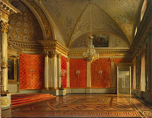 View of the Peter's (Small Throne) Room in the Winter Palace, 1837, Sergey Zaryanko