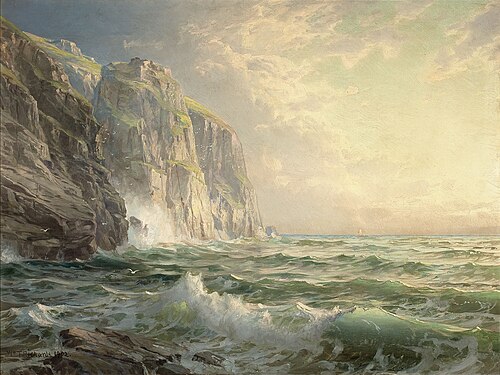 Rocky Cliff with Stormy Sea, Cornwall, 1902, William Trost Richards