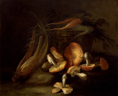 Still life of mushrooms and vegetables, 1705, Nicola van Houbraken
