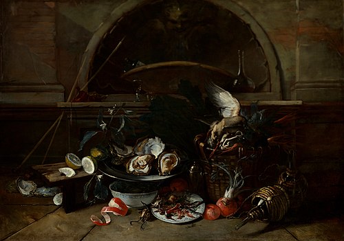 Still Life with Bottles and Oysters, 1700, Nicola van Houbraken