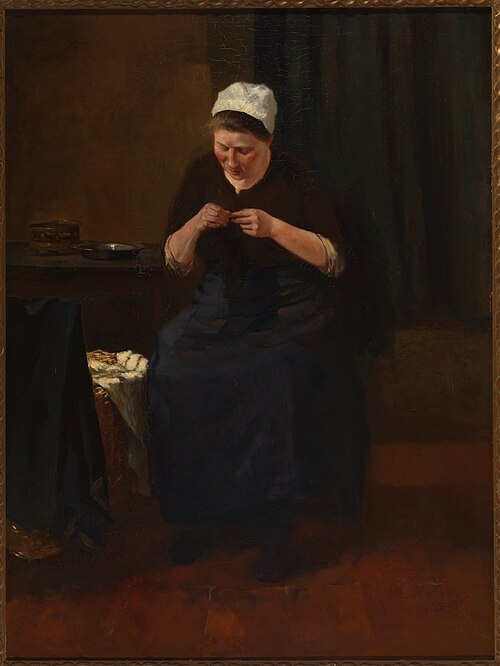 Vrouw, zittend met naaiwerk., 1880, Nicolaas Waay