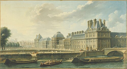 Le Palais des Tuileries, vu du quai d'Orsay, 1757, Nicolas-Jean-Baptiste Raguenet
