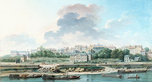 Le Quai et le Village de Passy, vus de la rive gauche, 1757, Nicolas-Jean-Baptiste Raguenet