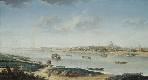 La Salpêtrière, vue de la Rapée, 1752, Nicolas-Jean-Baptiste Raguenet